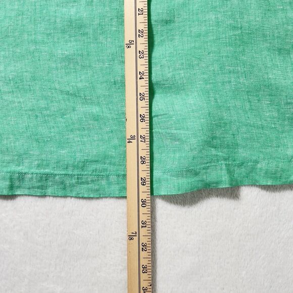 TAHARI 100% Linen Tunic Top Shirt Womens Sz 2X Green 3/4 Sleeves Side Hem Button - Picture 11 of 11